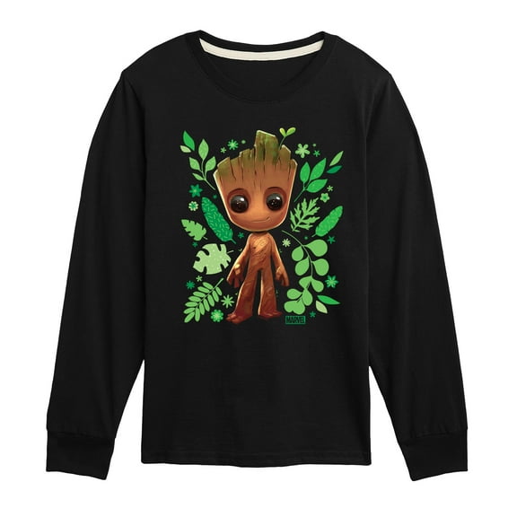 Marvel Guardians of the Galaxy - Baby Groot Leaf - Toddler And Youth Long Sleeve Graphic T-Shirt