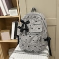 thumbnail image 4 of HUISZJ Corduroy Bow Printed Backpack, Large Capacity School Backpack With Bowknot, Reusable Shoulder Bag for Work School Outdoor (Grey), 4 of 6