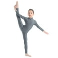 thumbnail image 2 of iiniim Kids Boys Girls Mock Neck Long Sleeve Unitard Leotard Full Length Body Suit Jumpsuit Dance wear Dark Gray 10-12, 2 of 7