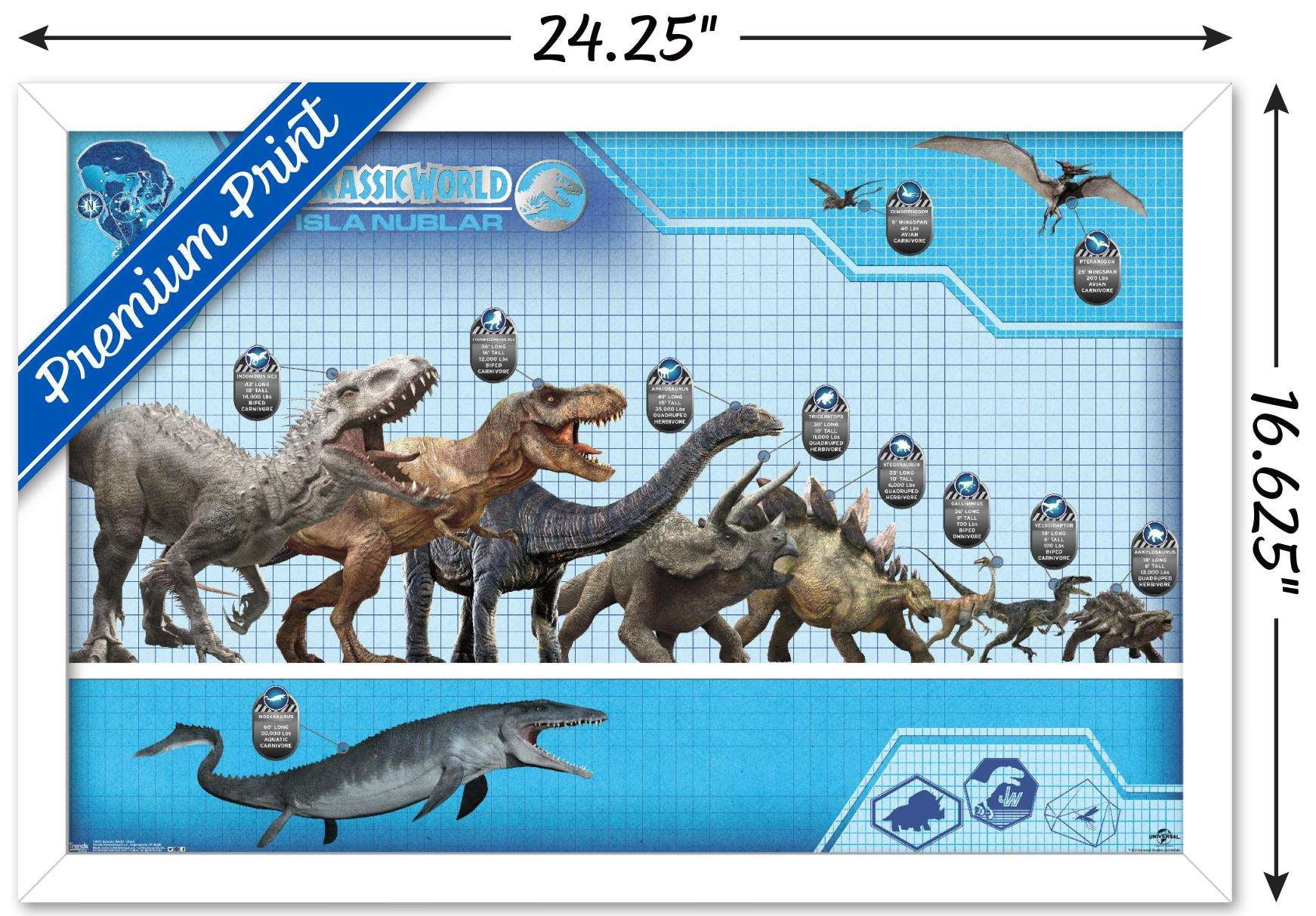 Jurassic World - Chart Wall Poster, 14.725" x 22.375", Framed