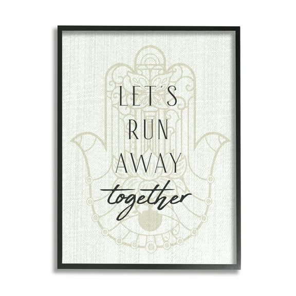 Stupell Industries Runaway Together Quote Moroccan Khmissa Inspired Pattern Black Framed by Daphne Polselli