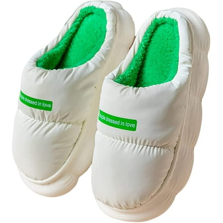 

PIKADINGNIS Puffer Slippers for Women Men Cozy Winter Plush Lining House Slippers Indoor Outdoor