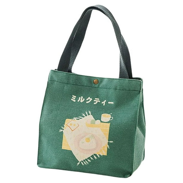 Fiambrera Wosthever bolsa con asa contenedor de comida escolar nylon Cuadrado verde