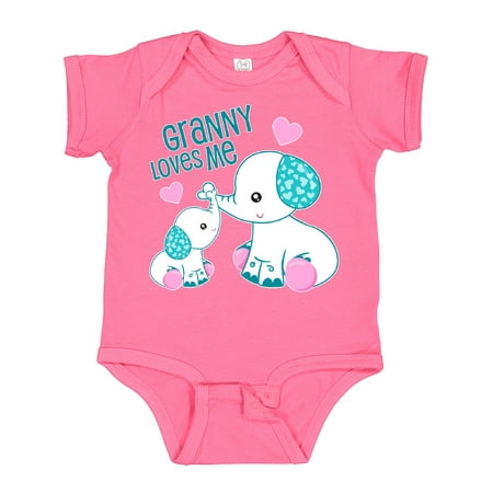 

Inktastic Granny Loves Me-cute Elephants Gift Baby Boy or Baby Girl Bodysuit