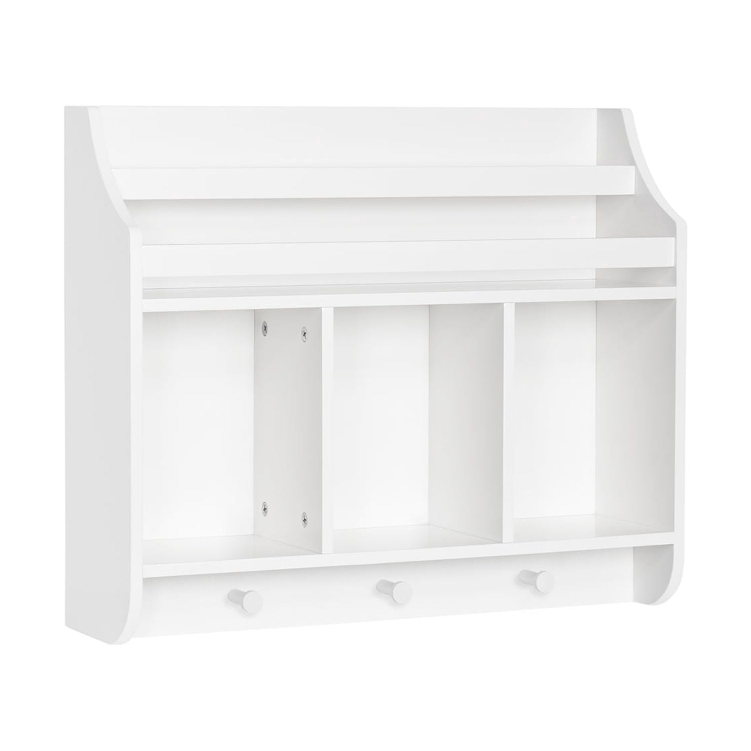 RiverRidge Kids Wall Mounted Bookshelf and Toy Storage Organizer for Playroom - White