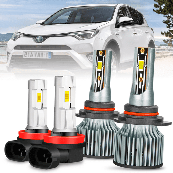 Compatible for 2016 2017 2018 Toyota RAV4 Light Bulbs High Beam or Low Beam H16/H11 Fog Lights Bulbs, Plug n Play, 300% Brightness, 4-Pack