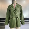 thumbnail image 3 of Chaquetas De Mujer Chaquetas de mujer Casual Y2K Abrigos de manga larga PU Cuero Sólido Prendas de abrigo (Verde M) Kuymtek para Mujer Verde T XL, 3 of 8