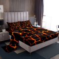 thumbnail image 1 of Ensemble de Draps à Impression 3D Lava Format Simple, Ensemble de Draps Catastrophe Naturelle Éruption Volcanique, Ensemble de Literie Patchwork Rouge Orange Flammes Géométriques Pierres avec 1 Drap Plat et 1 Drap-Housse avec 1 Taie d'Oreiller, 1 of 6