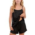 thumbnail image 2 of Tranfacy Vêtements d'Été pour Filles Couleur Unie Col Rond Sans Manches Haut Mode avec Short Tenue d'Intérieur Décontractée Ensemble 2 Pcs, 2 of 7