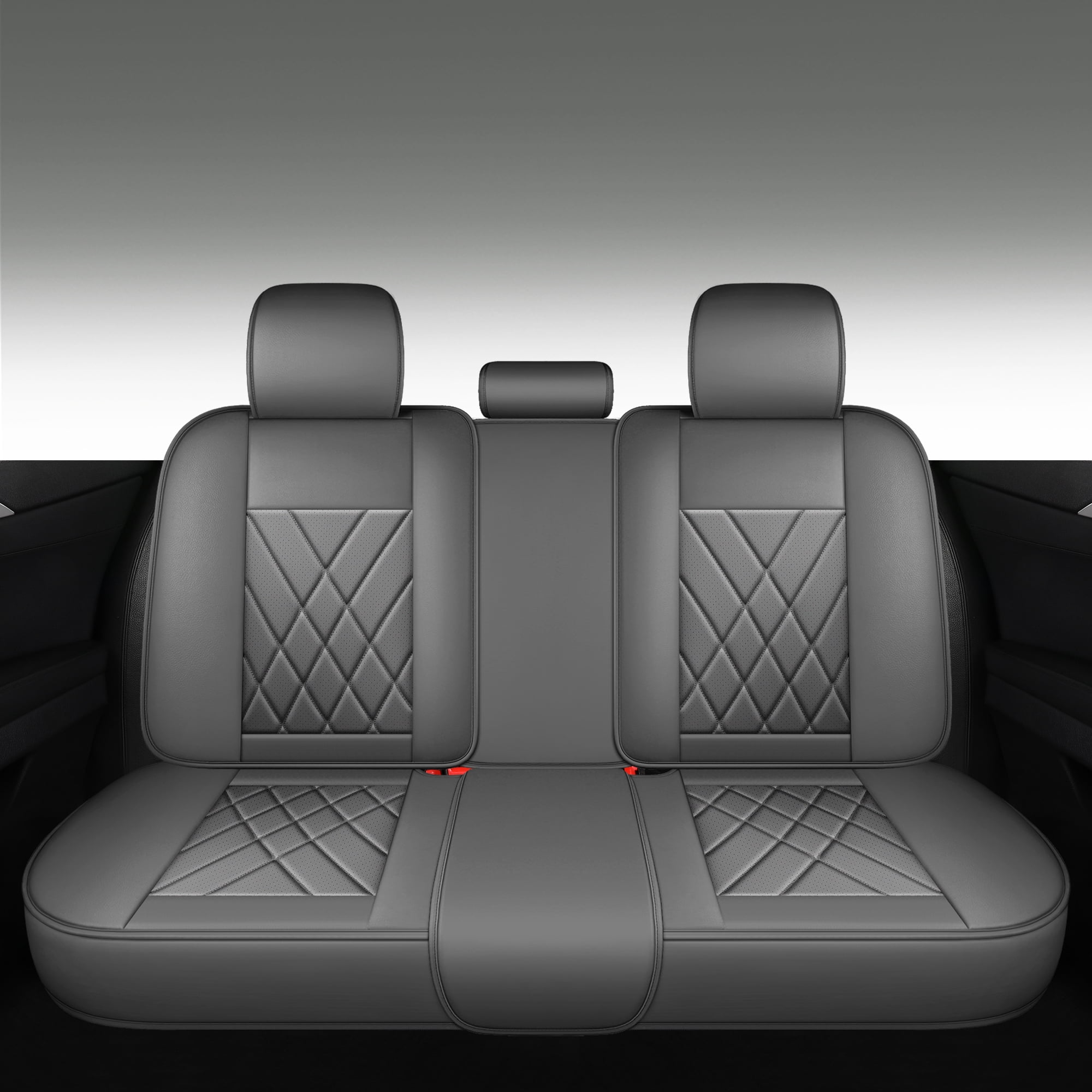 LINGVIDO Premium Leather Car Seat Cover Universal Fit for SUV & Sedan, Full Set Breathable Durable Seat Cushion,Grey,5 Seats