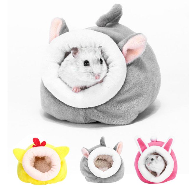 New Soft Plush Winter Warm Cute Hamster Cotton House Small Animal Nest Guinea Pig Squirrel Mice Rat Sleepping Bed Keep Warm NestPink Rabbit He Qiyong unisex