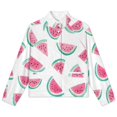 thumbnail image 4 of Jackets for Women Winter Coat Jackets Flannel Stand Collar Jacket(Watermelon Slices Summer Fun Print,Size:S-4XL), 4 of 7