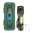 thumbnail image 1 of Unique Bargains Scalable LED Flashlight, 3 Mode High Lumens LED Flashlight White Light Torch USB Rechargeable, Camouflage Green, 1 of 6