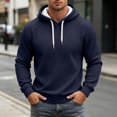 thumbnail image 2 of Men's Waffle Knit Hoodie Long Sleeve Drawstring Travel Hooded Sweatshirt Outdoor Hooded Top, 2 of 5