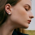 thumbnail image 2 of Turandoss 4 Pairs 18K White Gold Plated Halo Stud Earrings for Women Men Sensitive Ears Round CZ Hypoallergenic Non Tarnish Fashion Accessories Jewelry Birthday Gifts for Mom Her Him Teen Wife Adult, 2 of 6