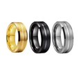 thumbnail image 5 of Suministro de joyas Gabei en stock, anillo de acero inoxidable personalizado simple, anillo de hombre de moda esmerilado bilateral de una sola ranura, 5 of 5