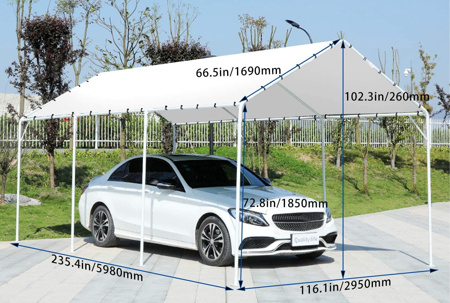 CL.HPAHKL Carport Canopy 10x20 Metal Outdoor Car Port with Cover, Portable RV Carport Kit Car Tent Garage for Party Wedding Garden Storage
