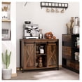 thumbnail image 2 of Rustic Brown Buffet Cabinet with Barn Doors - Industrial Sideboard Storage for Dining Room, Adjustable Shelves, TV Console, 35.5" W, 2 of 9