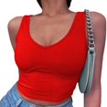 thumbnail image 5 of tarylea Tops for Women Trendy Wide Strap V Neck Crop Tops Solid Color Slim Fitted Tank Tops Casual Summer Trendy Stretch Camisole, 5 of 5