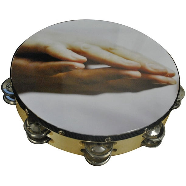 10" Praying Hands Double Row Jingles Percussion Tambourine for Church