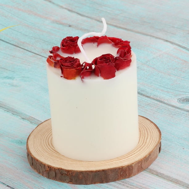 perfumado Flores secas de pilar de lámpara de té con de té de larga duración con decoración de rosas de flores secas Rojo naranja SOLEDAD Vela aromática