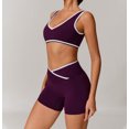 thumbnail image 6 of PISONIC Two Piece Workout Sets for Women Color Block Sports Bra and Scrunch Butt Lifting Shorts Gym Yoga Active Wear Outfits, 6 of 8