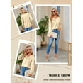 thumbnail image 7 of NFTOEIULA Women V Neck Pleated Long Sleeve Silk Satin Blouse, 7 of 7