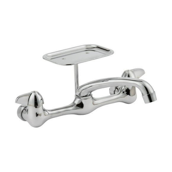 homewerks brand Homewerks Wall Mount Two Handle Kitchen Faucet with Soap Dish, Chrome