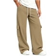 thumbnail image 4 of Riecok Mens Cargo Sweatpants with Pockets Open Bottom Elastic Waist Drawstring Pants Pull on Wide Leg Sweat Pant Workout Fall Trouser Khaki L, 4 of 7
