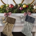 thumbnail image 3 of Northlight 20.5-Inch Gray Faux Fur Christmas Stocking with Corduroy Cuff and Pom Poms, 3 of 3
