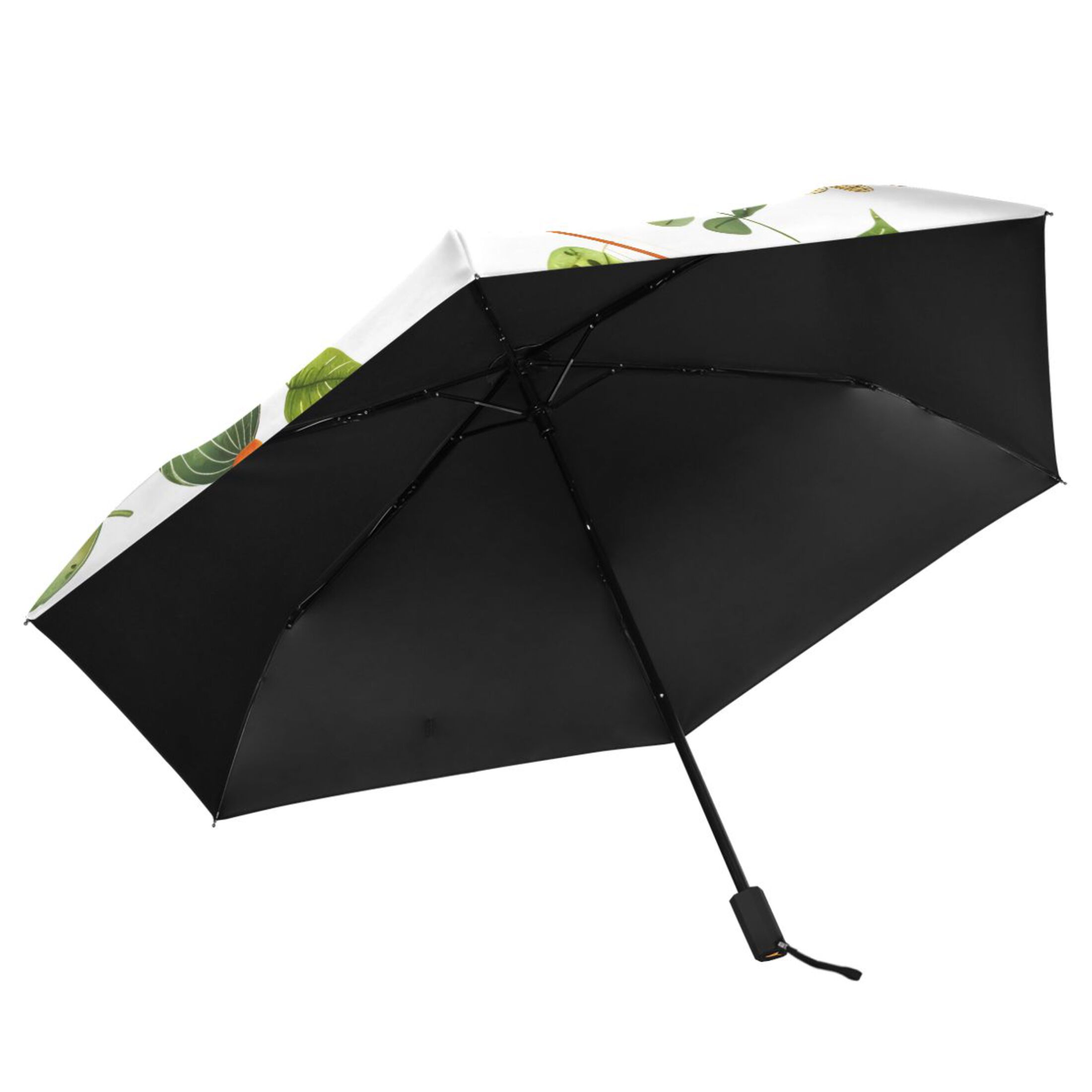 Violins and Leaves Watercolor All Weather Umbrella Triple Folding Parasol 6 Ribs UV Protection Portable