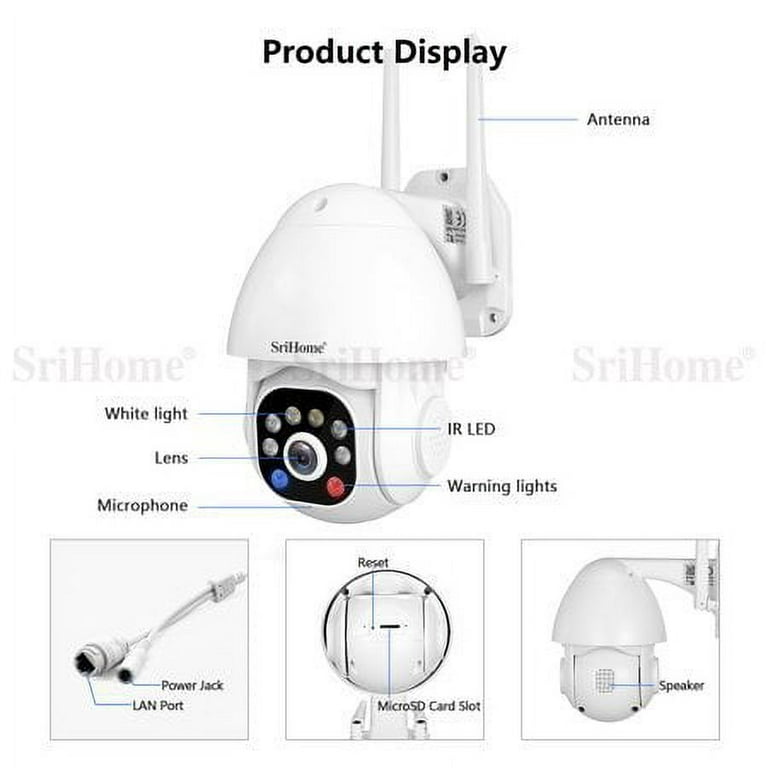 Caméra de sécurité FHD IR Wifi vision nocturne 3MP Blanc - SRIHOME -  SRI_SH039B-3MP 
