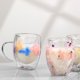 thumbnail image 4 of Tazas de vidrio transparente con flores secas, creativas, de 350 ml, antiescaldaduras, con asa, de vidrio de doble pared, para el hogar y la oficina, 4 of 6