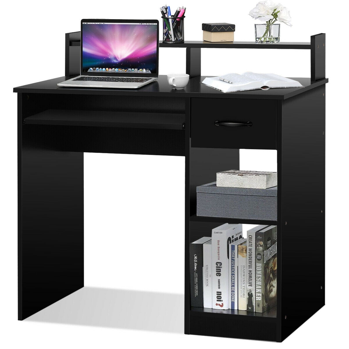 Computer Desk PC Laptop Table Workstation Study Home Office w/Shelf Black/White 