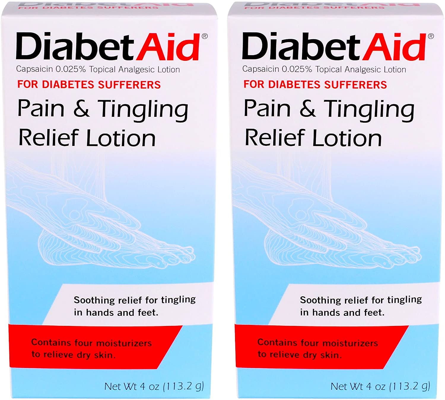 2 Pack DiabetAid Pain & Tingling Relief Lotion for Diabetics, 4 Oz Each