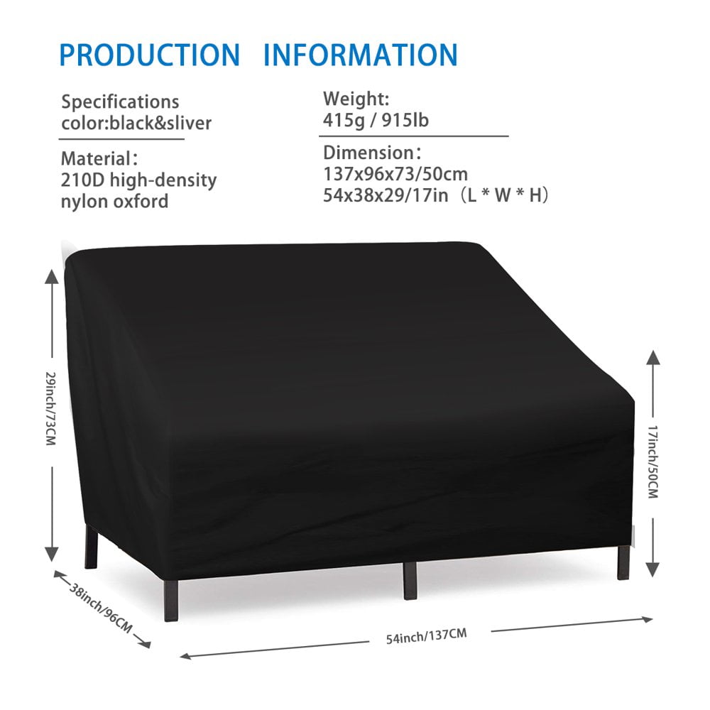 LEEYNEER Patio Loveseat Cover   Outdoor Furniture Chair Cover  Durable and Waterproof 420D Oxford Cloth Patio Sofa Cover  Black