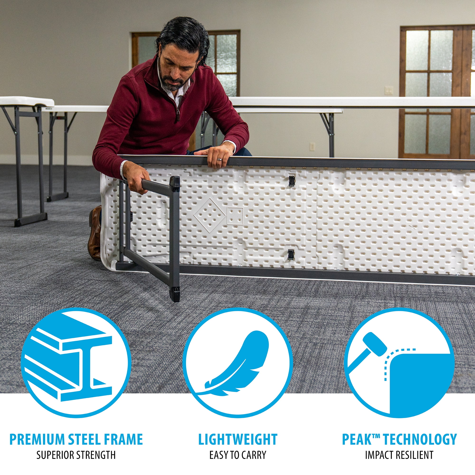 Lifetime 8 Foot Seminar Rectangle Table, Indoor/Outdoor Commercial Grade, White Granite, (80930)