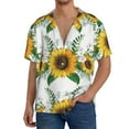 thumbnail image 3 of KLL Sunflowers Print Men's Shirt Short Sleeve Button Down Summer Cuba Beach Shirts- XX-Large, 3 of 7