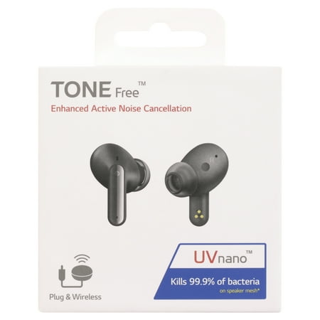LG TONE Free FP9 Plug and Wireless True Wireless Bluetooth UVnano Earbuds, Black
