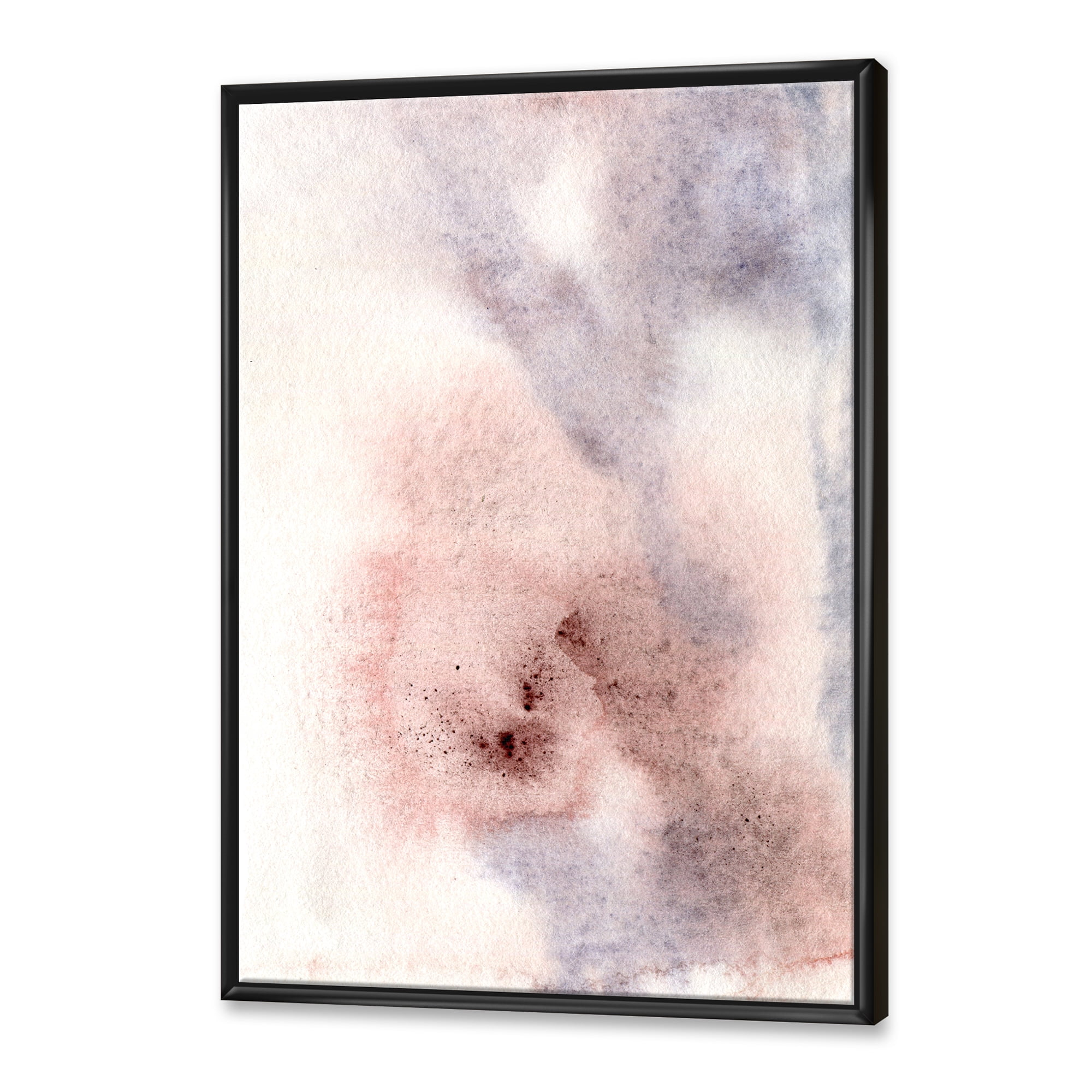 Designart 'Pastel Abstract With Pink Blue Beige and Red Spots' Modern Framed Canvas Wall Art Print