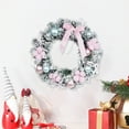 thumbnail image 4 of Evergreen Pine Wreath Artificial Greenery Christmas Garland Real Touch Natural Cedar Garland with Pink Bow Front Door Wall Window Decoration Christmas Decor 15.7 inch, 4 of 6