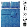 thumbnail image 3 of Home Soft Things 4-Piece Reversible Damask Embroidery Bedspread Set, Palace Blue, Oversized Queen 110"x120", 3 of 6