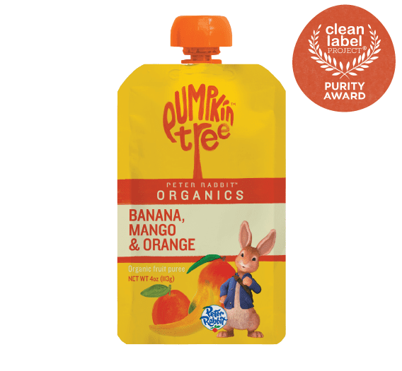 (12 pack) Peter Rabbit Banana Mango Orange Organic Fruit Puree 4 oz Toddler Snack