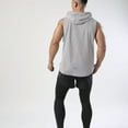 thumbnail image 3 of SWSMCLT Men's Workout Top Soft Quick Dry Loose Hooded Vest Fit Tank Top Running Summer Sleeveless Hoodies High Low Casual Fall Grey Small, 3 of 4