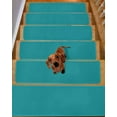 thumbnail image 2 of Teal Stair Treads for Wooden Steps Indoor Runner Rug Carpet, Turquoise Pure Teal 10 Pieces Peel and Stick Staircase Step Treads Covers Washable Throw Door Mats, 30"x8", 2 of 5