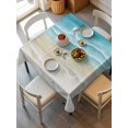 thumbnail image 6 of Teal Summer Beach Table Cloth, Waterproof Tablecloth for Square Tables, Coastal Nautical Seaside Ocean Reusable Washable Fabric Table Cover for Restaurant Kitchen Dining Tables 60"x60", 6 of 9