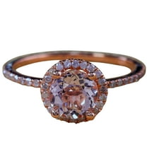 Huge 1.50 Carat Real Morganite (Round cut Real Morganite) Diamond Halo Engagement Ring Sterling Silver with 18k Gold Plating