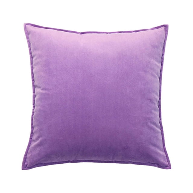 Seat Cushion Cover Solid Color Velvet Zip Attachment Automotive Square Replacement Soft Decorative Reusable Zipper Sofa Pillow Case Accessories Purple 40x40cm