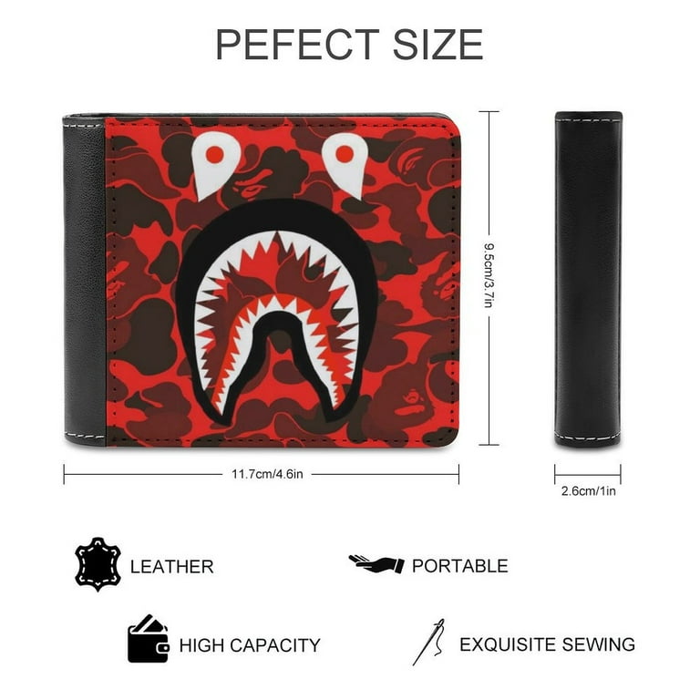 BAPE Camo Shark Leather Wallet Slim Card Wallet Bifold RFID BAPE Camo Shark Leather Wallet Slim Card Wallet Bifold RFID