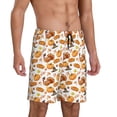 thumbnail image 2 of Tideii Pumpkins Print Men's Short Pajama Pants, Elastic Pocket Summer Pajama Pants Sleepwear, Lounge Pants-Small, 2 of 6
